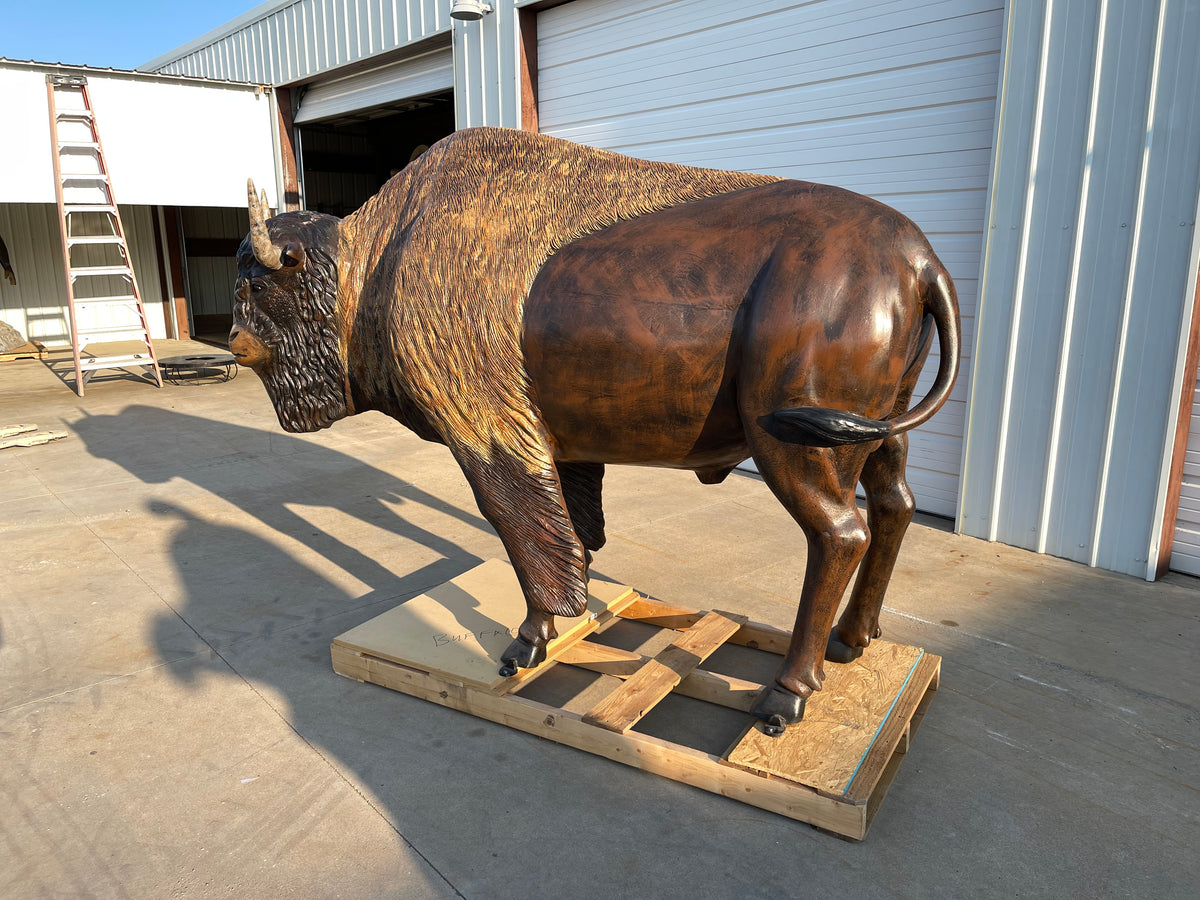 SOLD*Life Size Buffalo Statue Custom Painted Doyle's Wagons