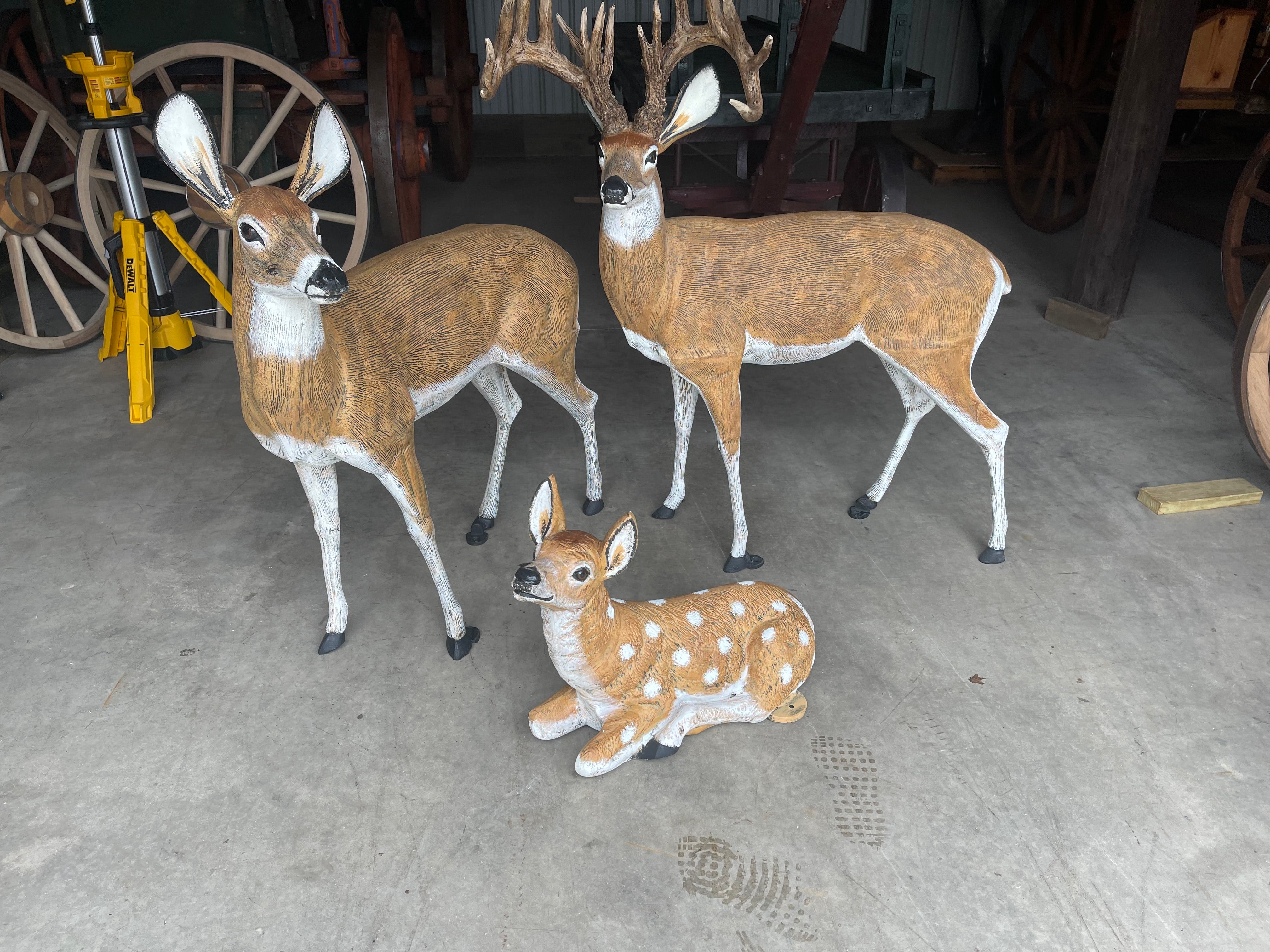 Life Size Deer Family Statue Set