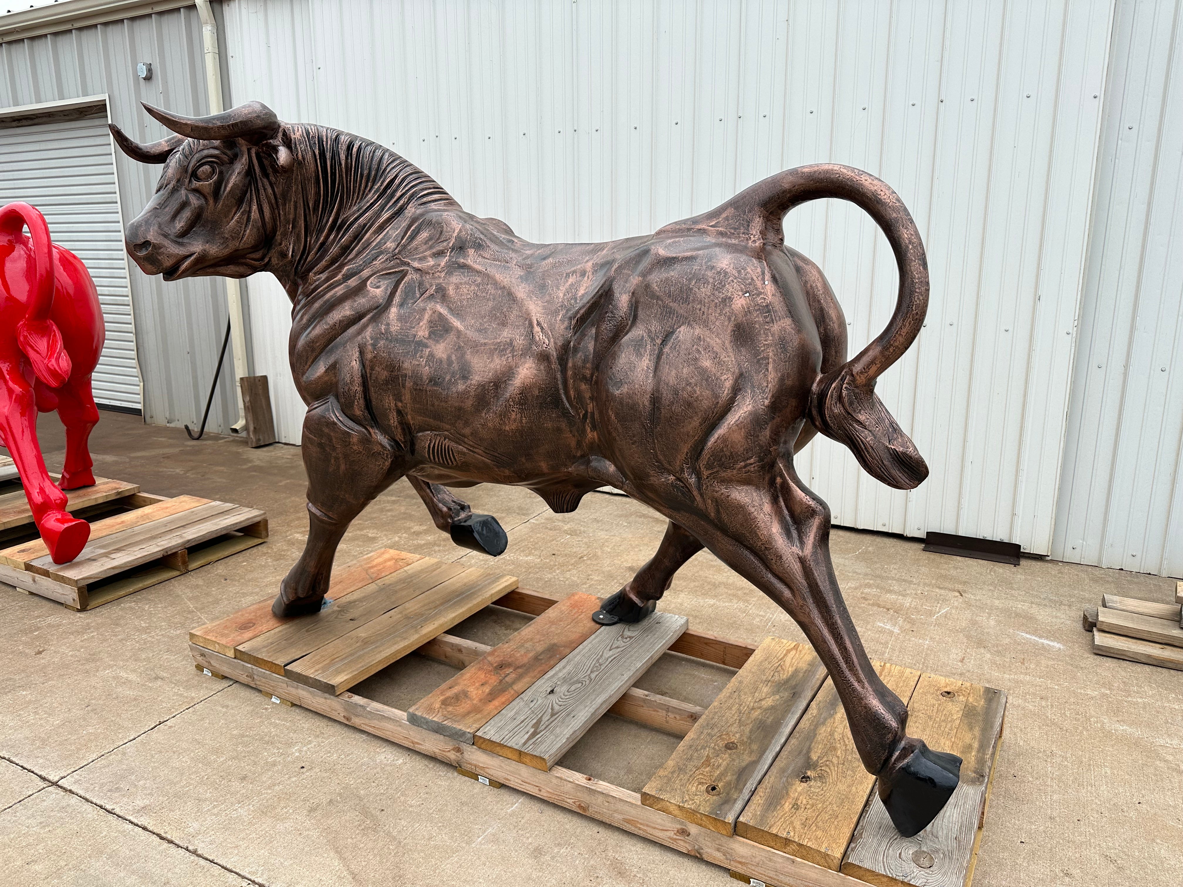 SOLD*Custom Painted Wall Street Bull Statue