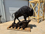 SOLD- *Medium Buffalo on Rock Statue