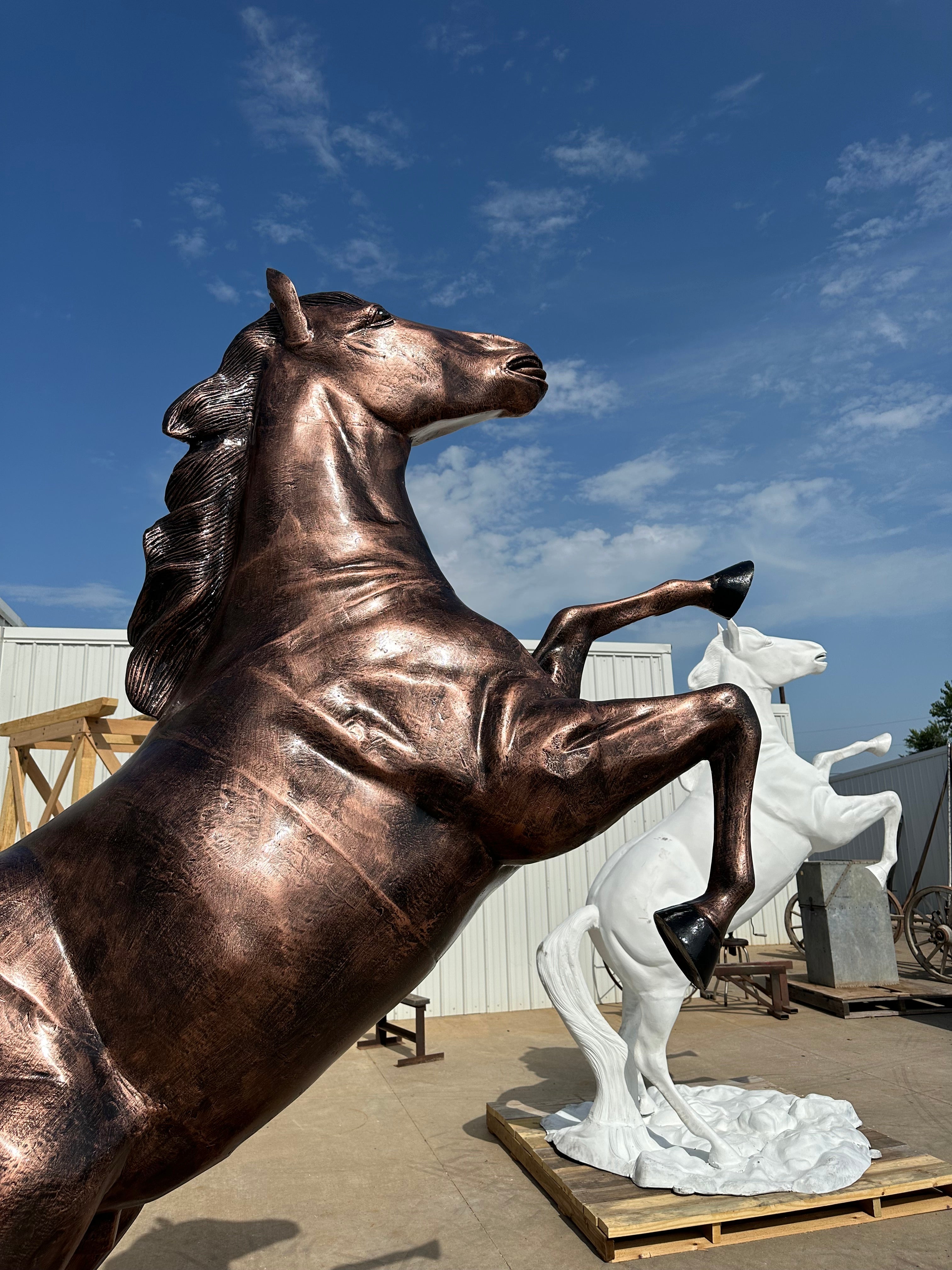 Life Size Raring Horse Statue