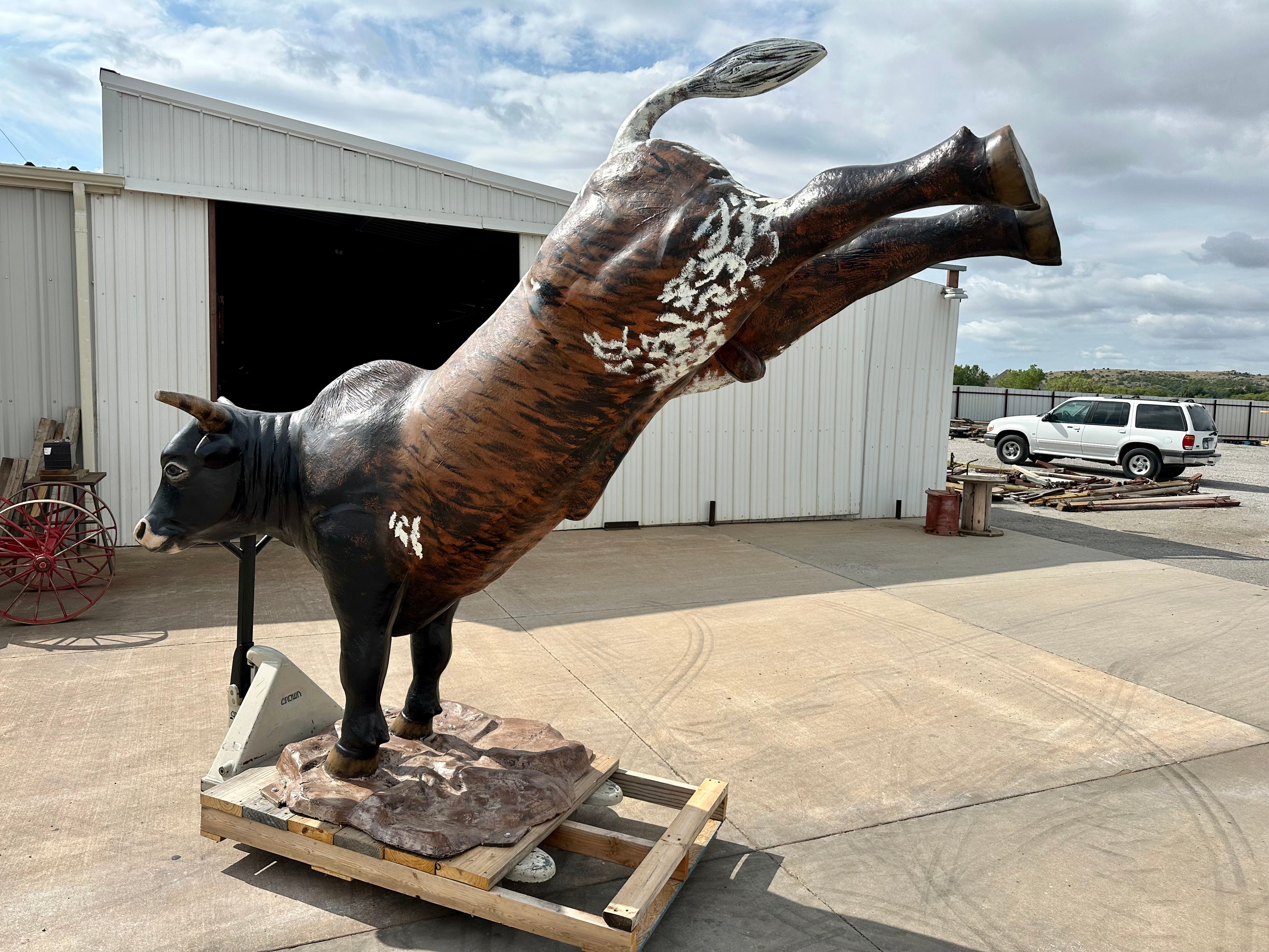 SOLD*Bucking Bull Life Size Statue