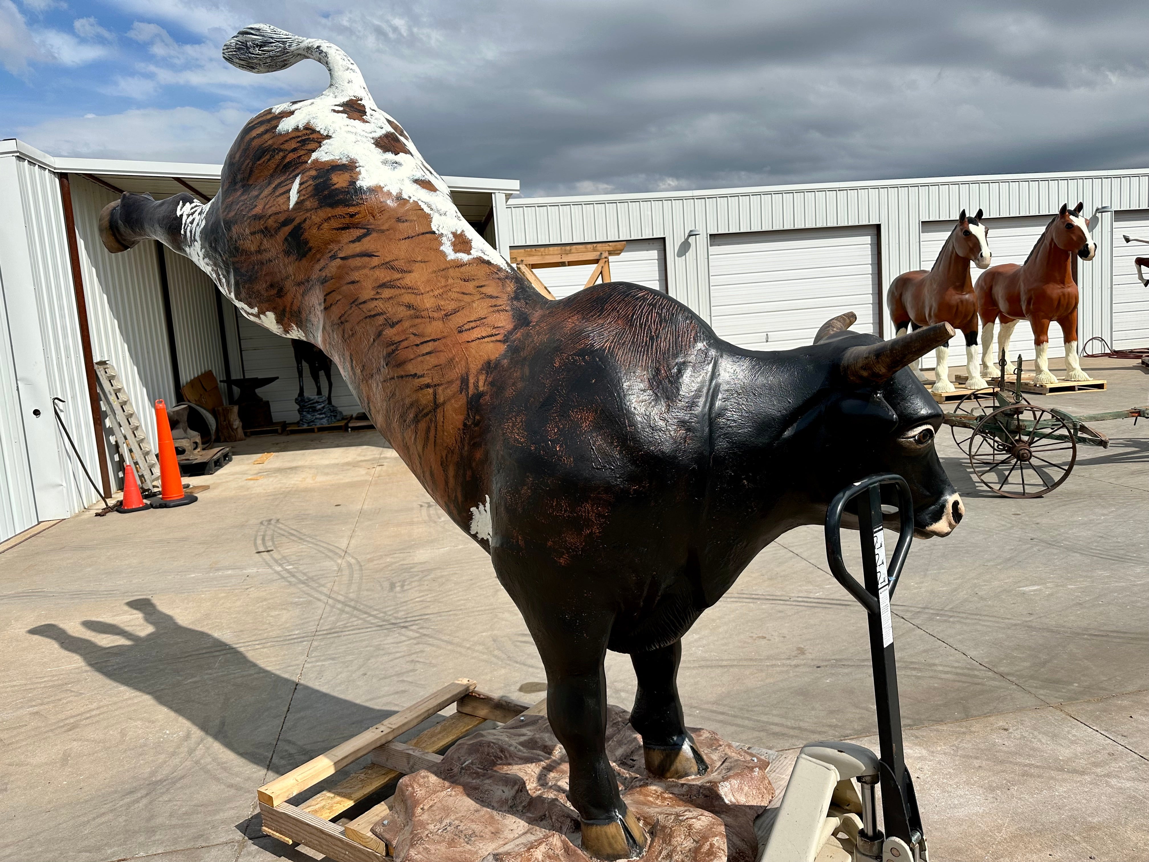 SOLD*Bucking Bull Life Size Statue