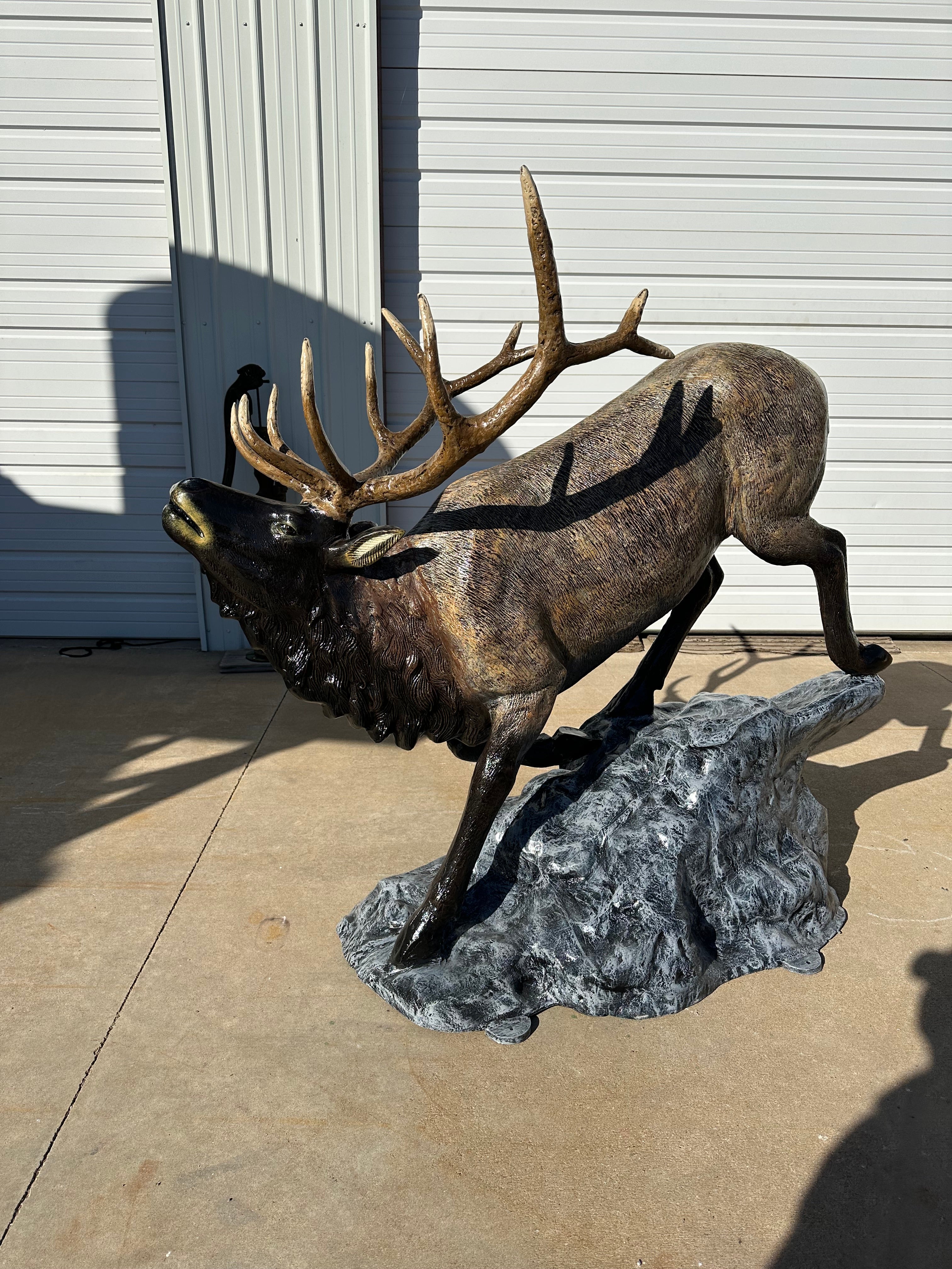 Custom Painted Bugling Elk On Rock