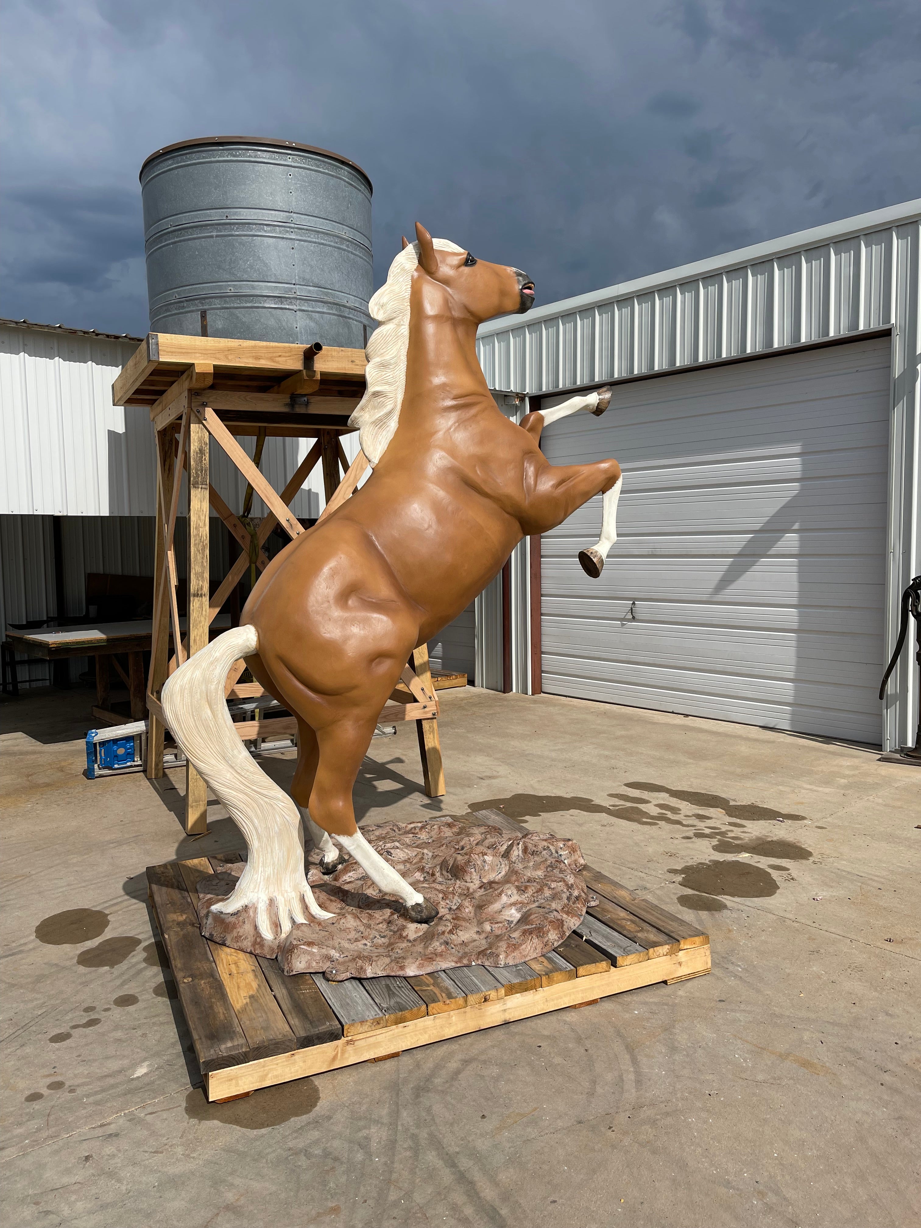 SOLD*Raring Horse Life Size Statue