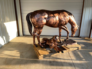 Life Size Grazing Horse with Colt*SOLD