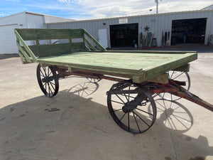 SOLD-Old Green Hay Wagon for Display