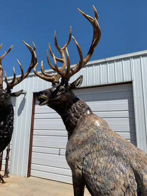 SOLD-Pair Life Size Elk Statues