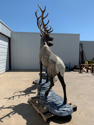 SOLD-Pair Life Size Elk Statues