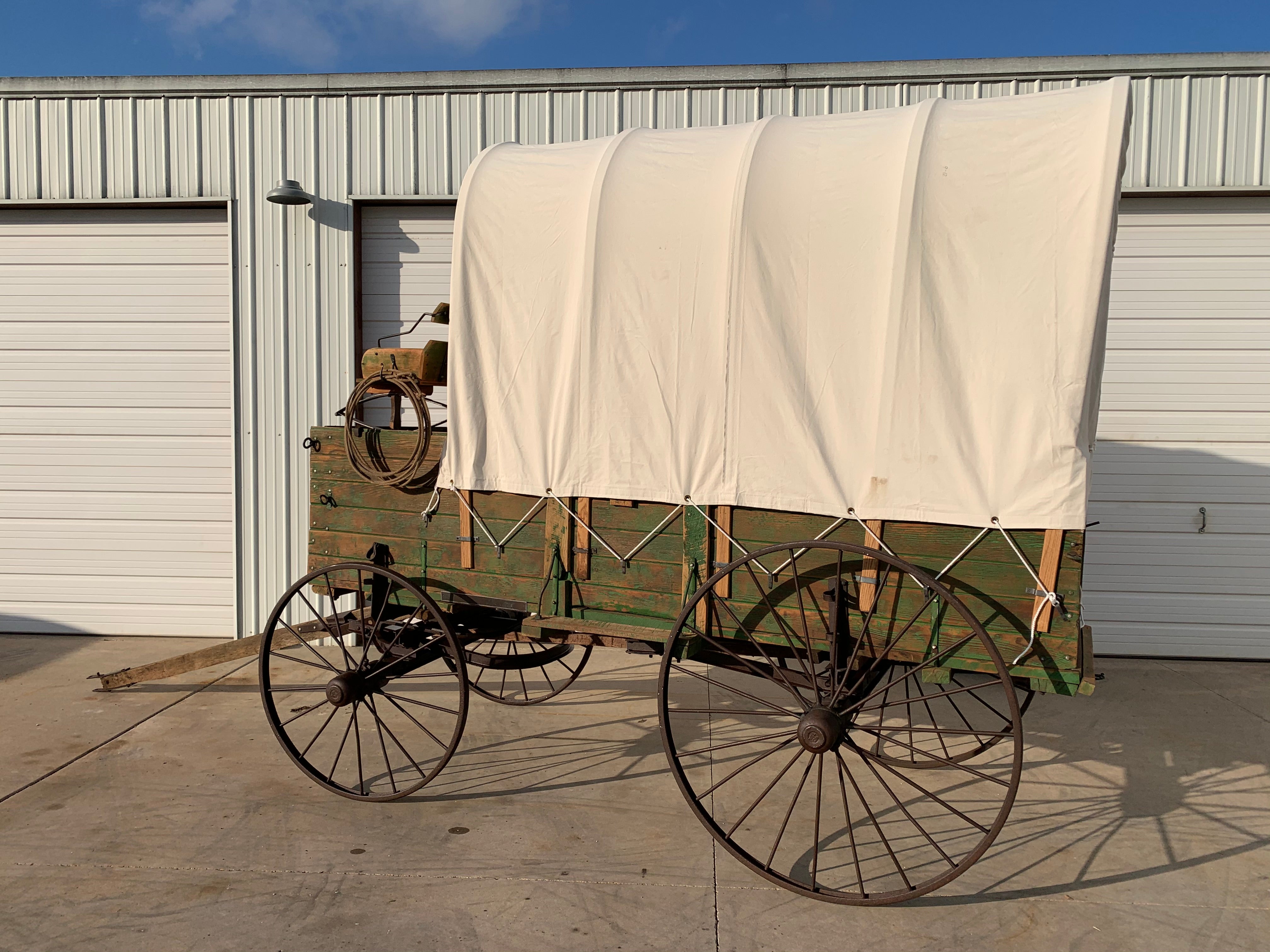 SOLD-#312 Antique High Steel Wheel Covered Display Wagon