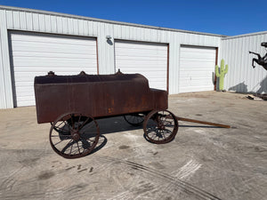 SOLD-Rare Riveted 3 Compartment Fuel Tank Wagon